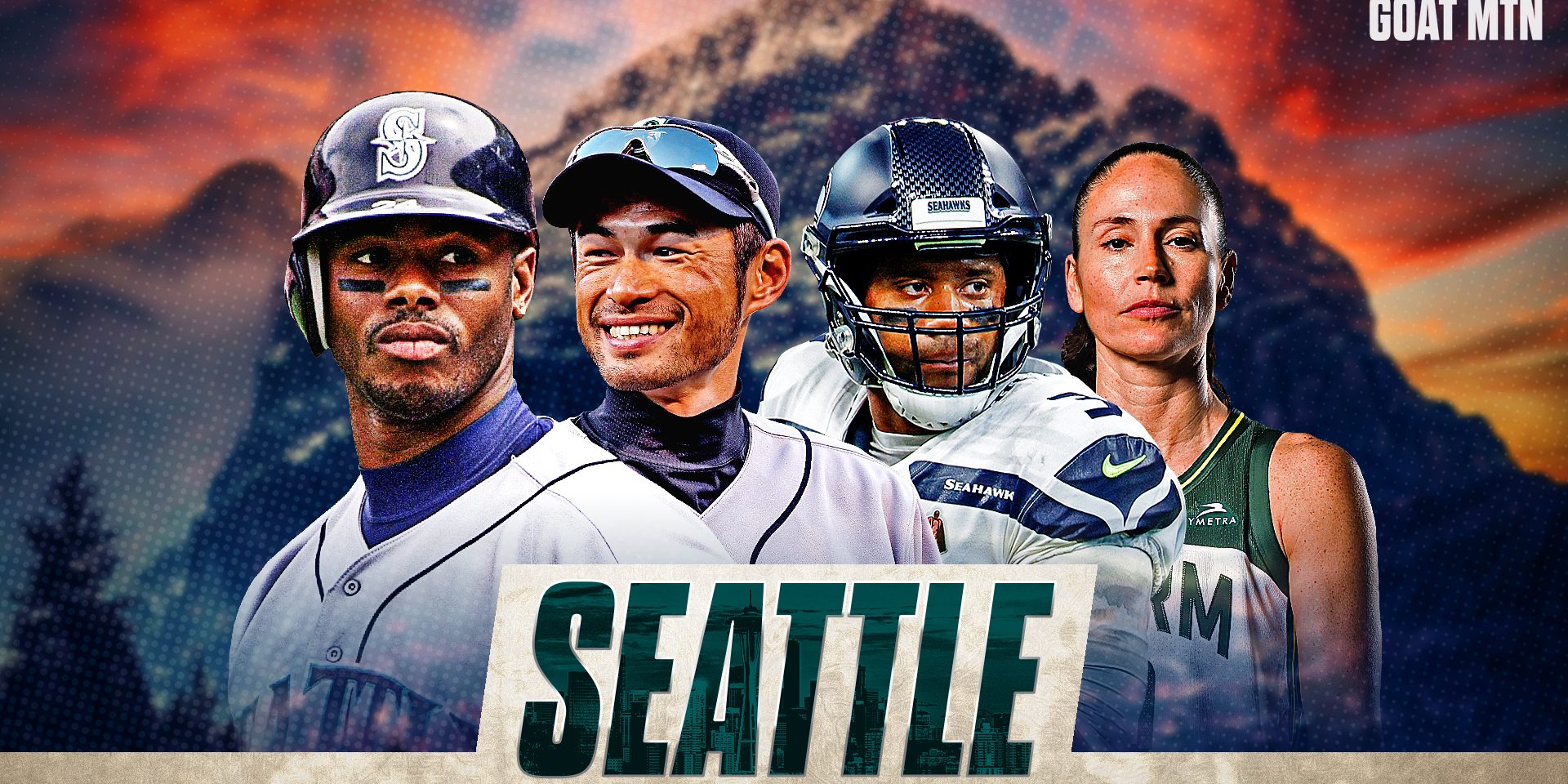 Seattle's GOAT Mountain of Sports: Ken Griffey Jr., Ichiro Suzuki, Sue Bird, Russell Wilson voted best of the best
